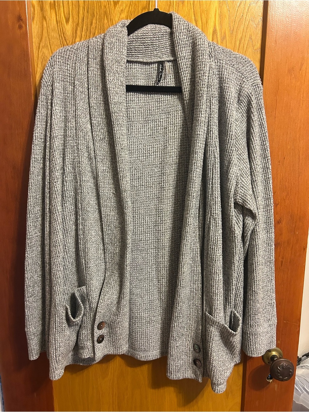 Cozy Open-Front Gray Shawl Collar Cardigan